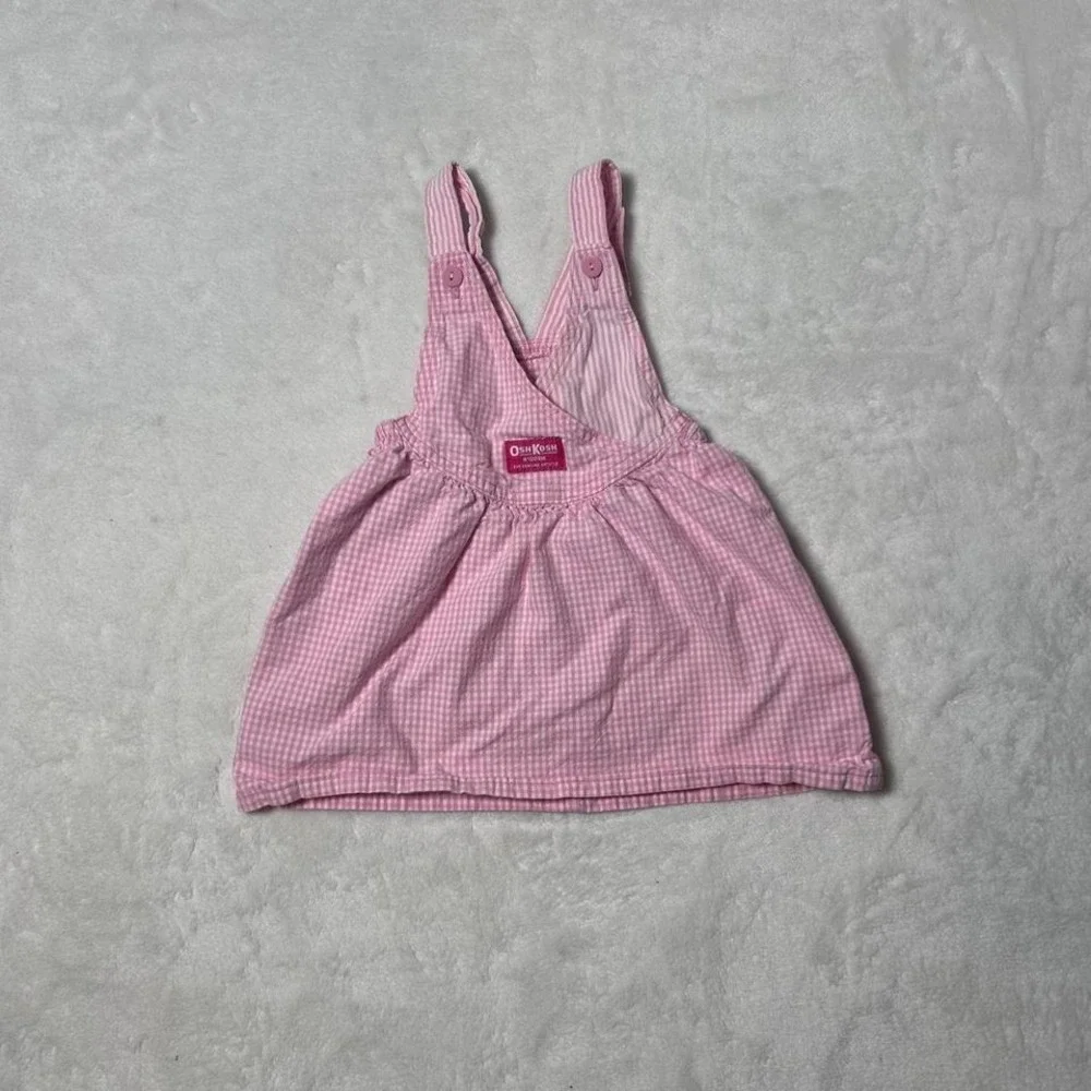 VINTAGE OSHKOSH PINK AND WHITE GINGHAM JUMPER DRESS USA‎  2T